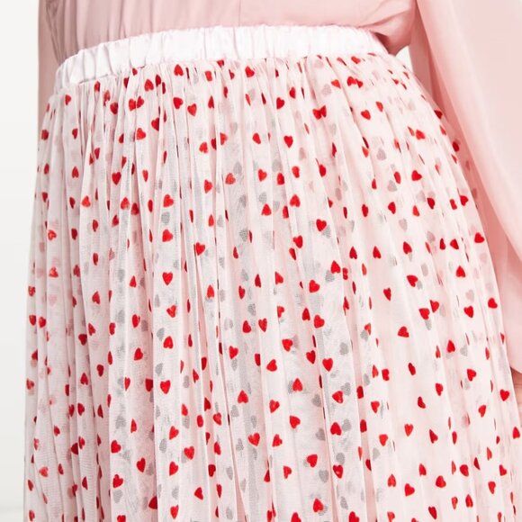 Lace & Beads tulle midi skirt in blush micro heart print - Picture 3 of 13